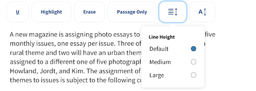 Blueprint LSAT Accessibility Features - Line Height