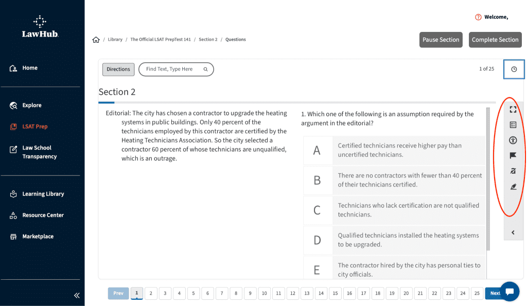 LSAT Interface Updates Right Menu